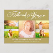 Dank u Manuscript Elegant 5 multi-Foto Afstuderen Briefkaart (Voorkant)