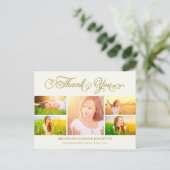 Dank u Manuscript Elegant 5 multi-Foto Afstuderen Briefkaart (Staand voorkant)