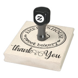Dank u Manuscript met Hart Homemade Bakery Logo Rubberstempel