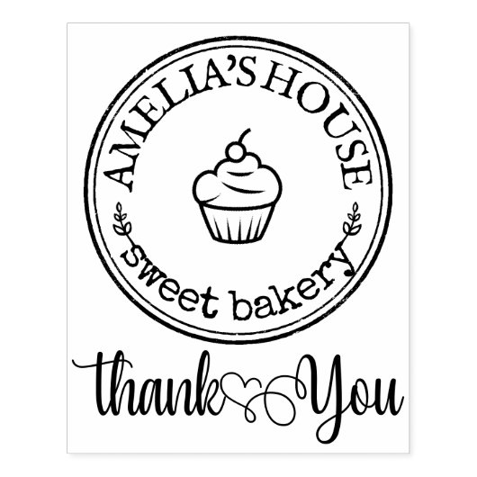 Dank u Manuscript met Hart Homemade Bakery Logo Rubberstempel (Afrduk)