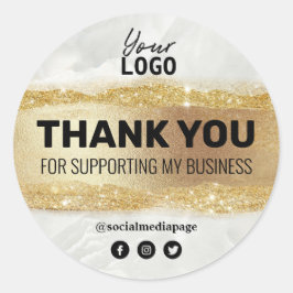 Dank u, Marmer en Gold Business Logo Ronde Sticker