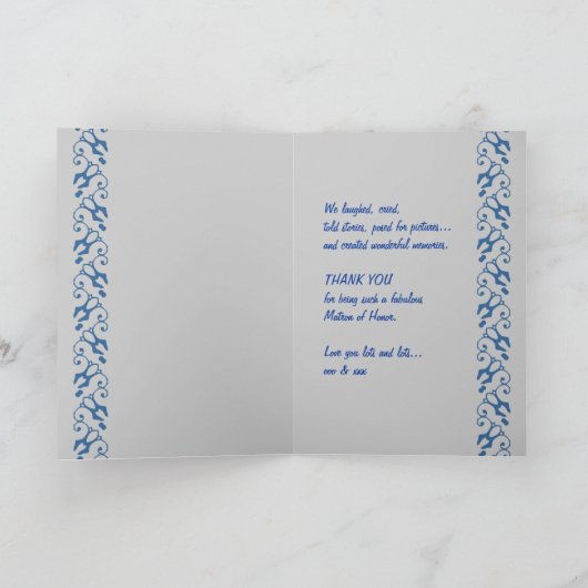 DANK U Matron van Eer - BLAUWE Toga's Bedankkaart (Binnen)