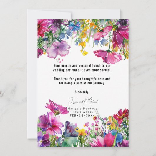 🌹🌻Dank U Meadow Blooms Collectie Bedankkaart (Achterkant)