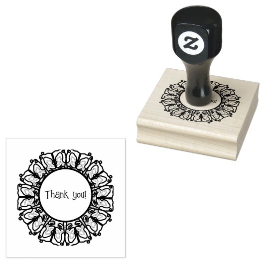 Dank u, medallion style, rubberstempel (Gestempeld)
