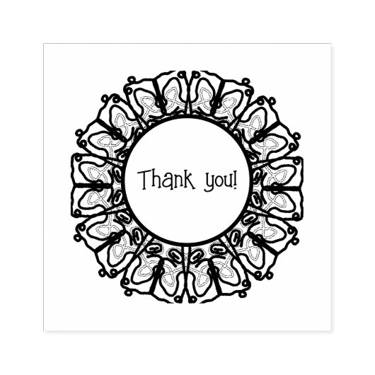 Dank u, medallion style, rubberstempel (Afrduk)