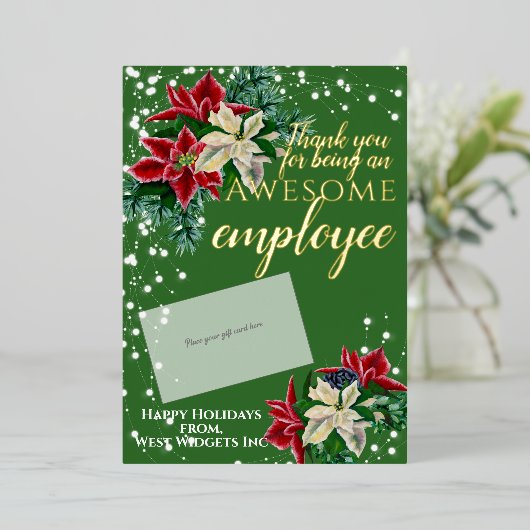 Dank u Medewerker Feestelijke Folie Gift Kaart Hou (Staand Voorkant)