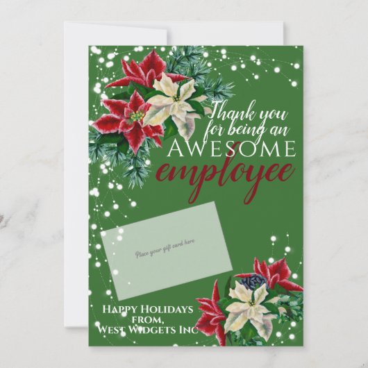 Dank u Medewerker Groene Feestelijke Cadeau Kaart (Voorkant)