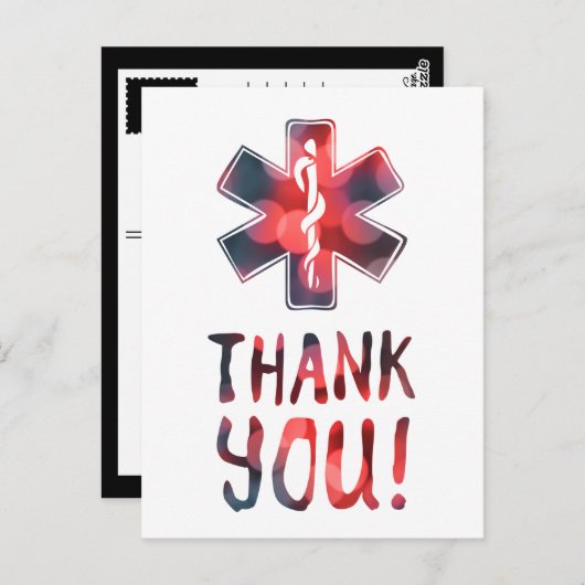 Dank u Medisch Werknemers Bokeh Briefkaart (Voorkant / Achterkant)