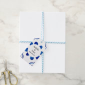 Dank u Mediterraans Blauw Bloemen Tegel Cadeaulabel (Met Touw)