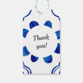 Dank u Mediterraans Blauw Bloemen Tegel Cadeaulabel (Achterkant)