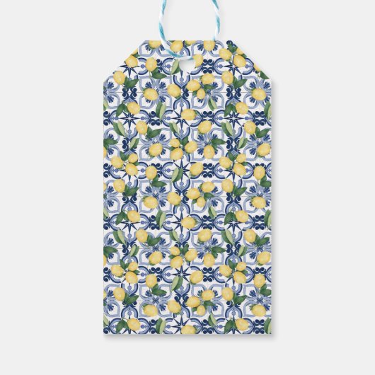 Dank u Mediterraanse citroen bruiloft douche Favor Cadeaulabel (Achterkant)