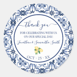 Dank u mediterrane citroenen Vrijgezellenfeest Ronde Sticker