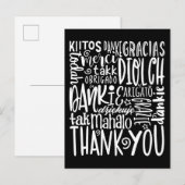 Dank U Meertalig Wit Lettertype Zwart Briefkaart (Voorkant / Achterkant)