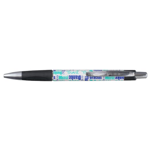Dank u meertalig Word Cloud Blue Pen (Achterkant)