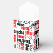 Dank u Meertalige Word Collage Rood Zwart Bedankdoosjes (Geopend)