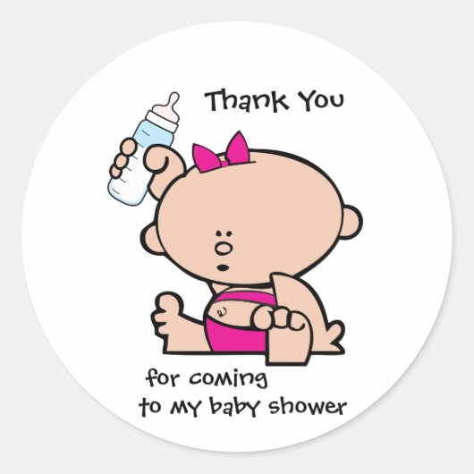 Dank u Meisje Baby shower Gift Label Sticker (Voorkant)