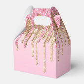 Dank u meisje baby shower roze druppelende glitter bedankdoosjes (Achterkant)