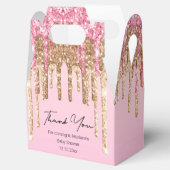 Dank u meisje baby shower roze druppelende glitter bedankdoosjes (Geopend)