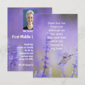 Dank u Memorial Funeral Celebration of Life Bedankkaart (Voorkant / Achterkant)