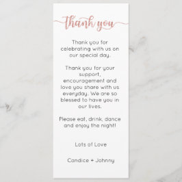 Dank U Menu Kaart, Ontvangst Menu Dank U