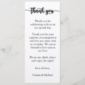 Dank u menu Kaart, receptie menu dank u (Voorkant)