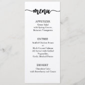 Dank u menu Kaart, receptie menu dank u (Achterkant)