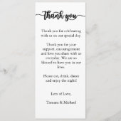 Dank u menu Kaart, receptie menu dank u (Achterkant)