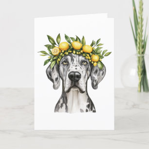 Dank u Merle Grote Deen Hond Lemon Crown Bedankkaart
