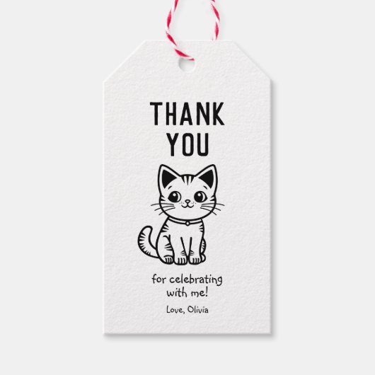 Dank u met aangepaste kleuren schattige kitten cadeaulabel (Voorkant)