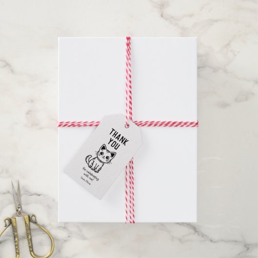 Dank u met aangepaste kleuren schattige kitten cadeaulabel (Met Touw)