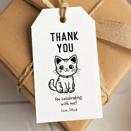 Dank u met aangepaste kleuren schattige kitten cadeaulabel