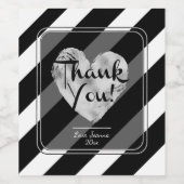 Dank u met een Zilveren Hart Wijn Etiket (Enkel label)