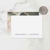 Dank u met Foto van de moderne Dusty Blue Pas getr Notitiekaartje (Voorkant / Achterkant in situ)