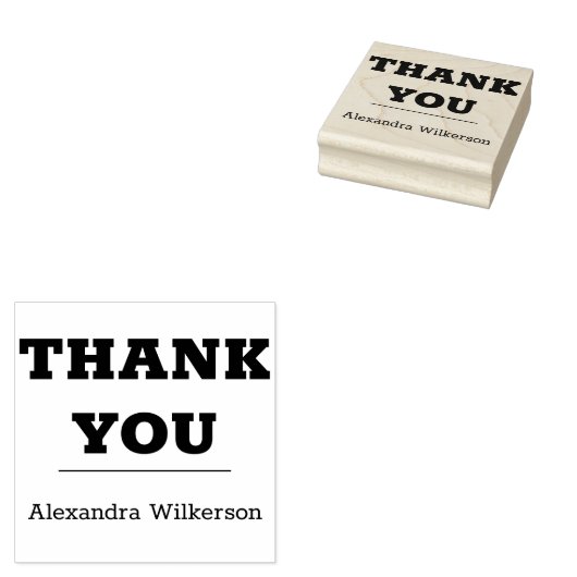 Dank u met Gepersonaliseerde Voornaam en Familiena Rubberstempel (Gestempeld)