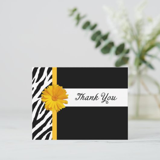 Dank u met Gestreepte Druk en Girly Gele Daisy Briefkaart (Staand voorkant)