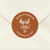 Dank u met liefde terracotta bruiloft gunst ronde sticker