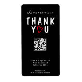 Dank u met Liefdeshart en QR Code Etiket (Voorkant)