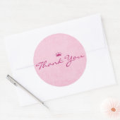 Dank u met Paarse Tiara op Roze Polka Dots Ronde Sticker (Envelop)