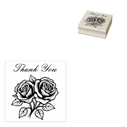Dank u met roos rubberstempel (Gestempeld)