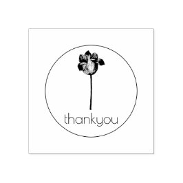 DANK U MET TULIP ILLUSTRATION WOOD ART STAMP RUBBERSTEMPEL