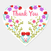Dank u Mexicaanse Fiesta Bloemen Quinceanera Party Hart Sticker (Voorkant)