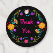 Dank u Mexicaanse Fiesta Kleurrijke Folk Art Bloem Bedankjes Labels (Voorkant)