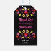 Dank u Mexicaanse Fiesta Party Black Quinceanera Cadeaulabel (Voorkant)