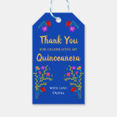 Dank u Mexicaanse Fiesta Royal Blue Quinceanera Cadeaulabel (Voorkant)