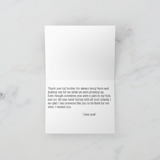 Dank u, mijn broeder bedankkaart (Binnen)