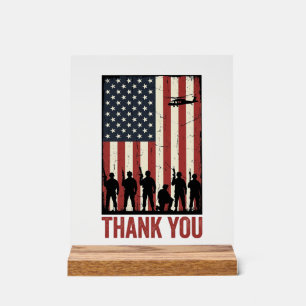 Dank U Militair Amerikaanse Vlag Shirt Ontwerp_1 Acryl Bord