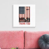 Dank U Militair Amerikaanse Vlag Shirt Ontwerp_1 Canvas Afdruk (Insitu (Woonkamer))