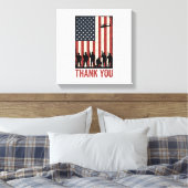 Dank U Militair Amerikaanse Vlag Shirt Ontwerp_1 Canvas Afdruk (Insitu (Slaapkamer))