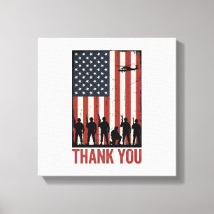 Dank U Militair Amerikaanse Vlag Shirt Ontwerp_1 Canvas Afdruk