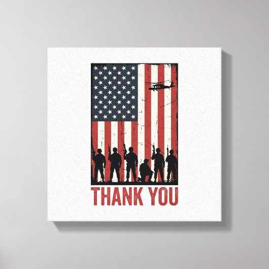 Dank U Militair Amerikaanse Vlag Shirt Ontwerp_1 Canvas Afdruk (Voorkant)